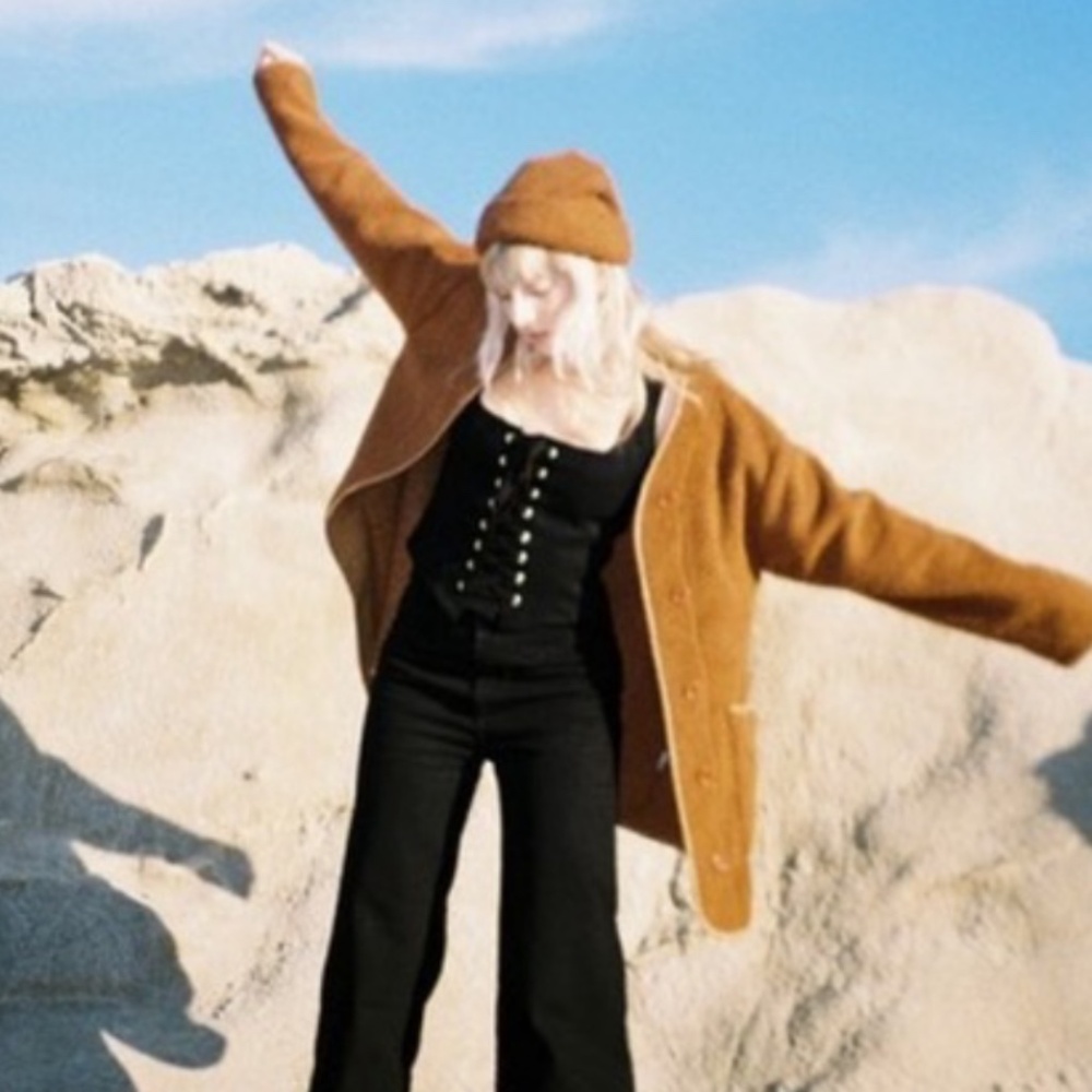 Lykke Wuulf Sherpa Ranch Jacket Driftwood Oversized Brown Button‎ Up Small - Picture 15 of 16
